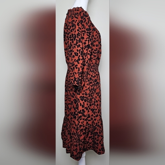 Knox Rose 3/4 Sleeve Mini Dress | Brown Leopard Print | MEDIUM - Picture 3 of 7